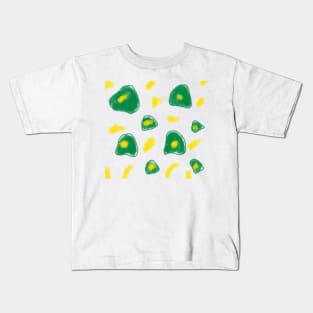 Green yellow watercolor flower art Kids T-Shirt